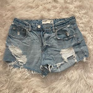 Garage Light Wash Distressed Denim Shorts